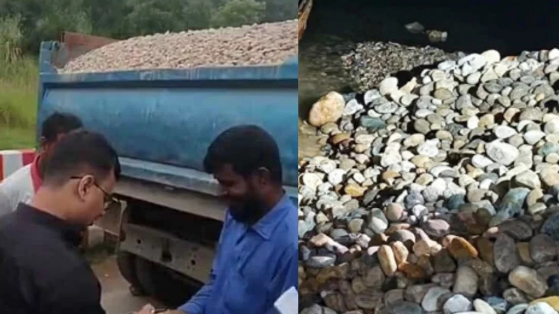 সিলেটে সাদা পাথর লুটপাট: অভিযানে ৩৫ হাজার ঘনফুট পাথর উদ্ধার